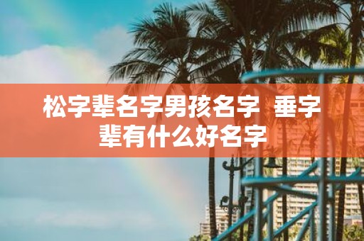 松字辈名字男孩名字 垂字辈有什么好名字