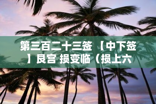 第三百二十三签 【中下签】艮宫 损变临（损上六