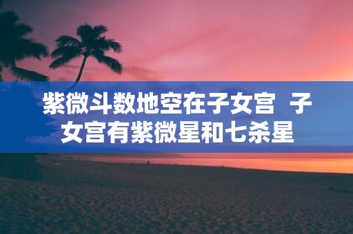 紫微斗数地空在子女宫 子女宫有紫微星和七杀星