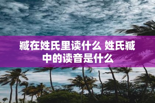 臧在姓氏里读什么 姓氏臧中的读音是什么