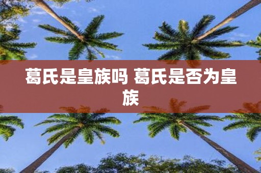 葛氏是皇族吗 葛氏是否为皇族