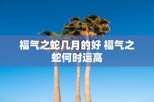 福气之蛇几月的好 福气之蛇何时运高
