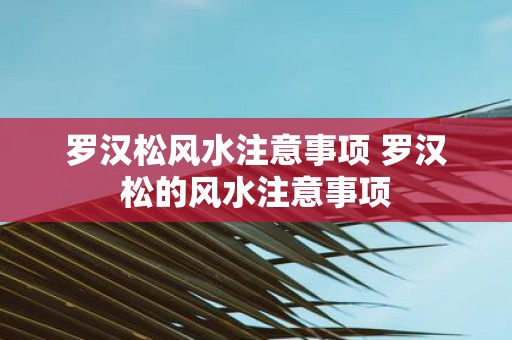 罗汉松风水注意事项 罗汉松的风水注意事项
