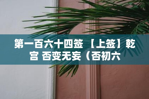 第一百六十四签 【上签】乾宫 否变无妄（否初六