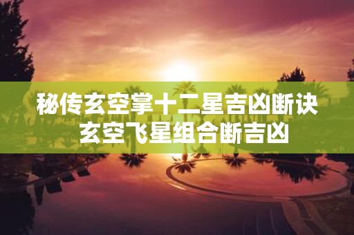 秘传玄空掌十二星吉凶断诀 玄空飞星组合断吉凶