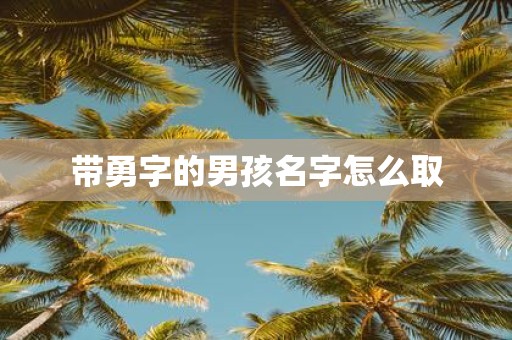 带勇字的男孩名字怎么取 带勇字的男孩名字怎么取