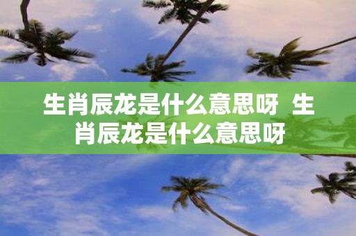生肖辰龙是什么意思呀 生肖辰龙是什么意思呀