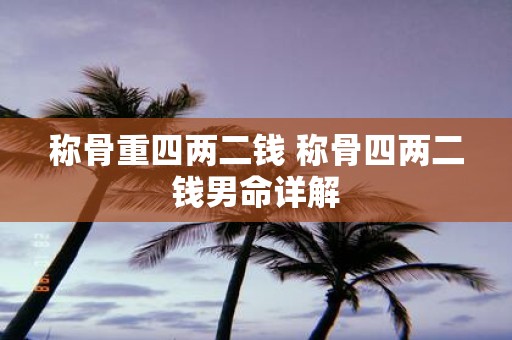 称骨重四两二钱 称骨四两二钱男命详解