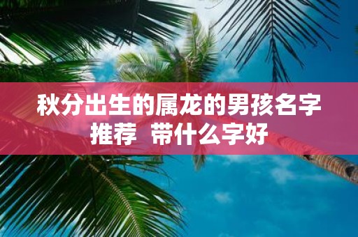 秋分出生的属龙的男孩名字推荐 带什么字好