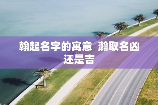 翰起名字的寓意 瀚取名凶还是吉