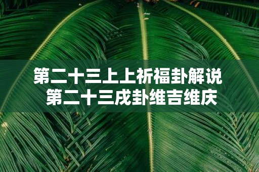 第二十三上上祈福卦解说 第二十三戌卦维吉维庆