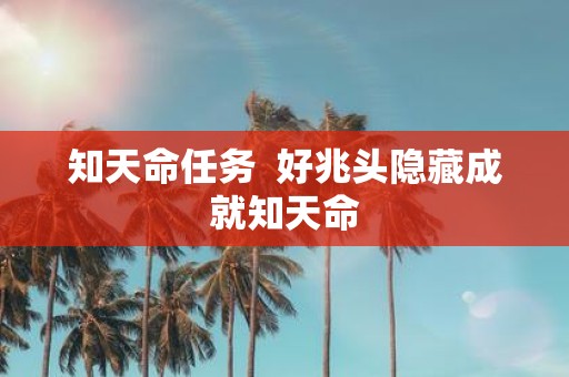 知天命任务 好兆头隐藏成就知天命