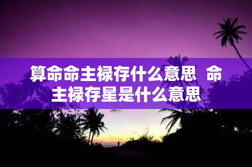 算命命主禄存什么意思 命主禄存星是什么意思