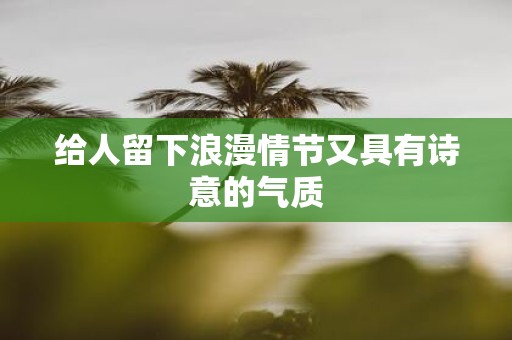 给人留下浪漫情节又具有诗意的气质