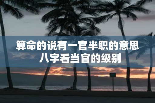 算命的说有一官半职的意思 八字看当官的级别
