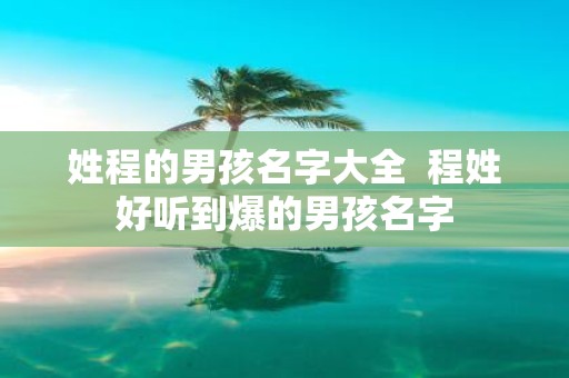 姓程的男孩名字大全 程姓好听到爆的男孩名字