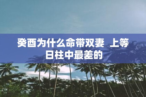 癸酉为什么命带双妻 上等日柱中最差的