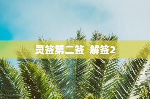 灵签第二签 解签2