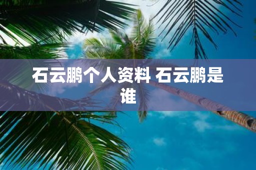 石云鹏个人资料 石云鹏是谁