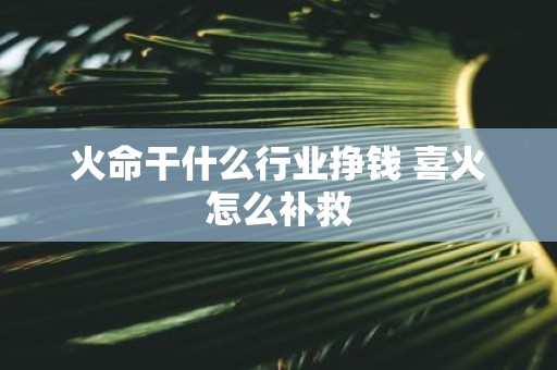 火命干什么行业挣钱 喜火怎么补救
