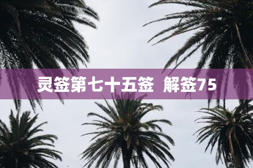 灵签第七十五签 解签75