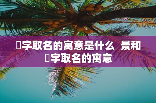 璟字取名的寓意是什么 景和璟字取名的寓意
