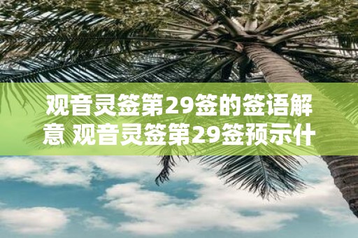 观音灵签第29签的签语解意 观音灵签第29签预示什么