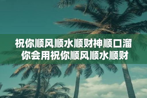 祝你顺风顺水顺财神顺口溜 你会用祝你顺风顺水顺财神顺口溜吗