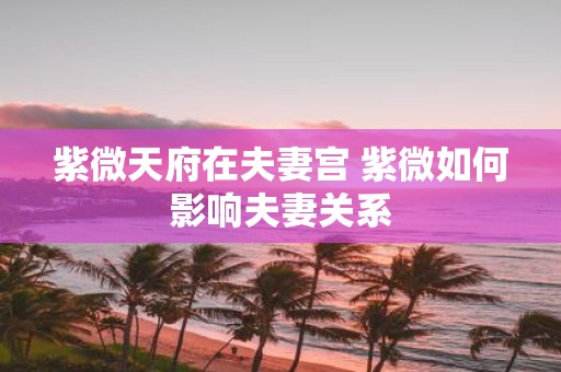 紫微天府在夫妻宫 紫微如何影响夫妻关系