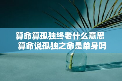 算命算孤独终老什么意思 算命说孤独之命是单身吗