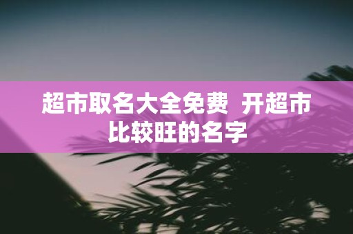 超市取名大全免费 开超市比较旺的名字