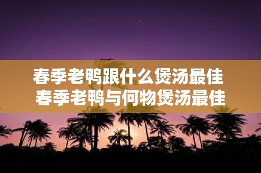 春季老鸭跟什么煲汤最佳 春季老鸭与何物煲汤最佳