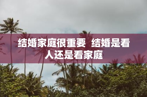 结婚家庭很重要 结婚是看人还是看家庭
