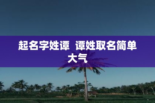 起名字姓谭 谭姓取名简单大气