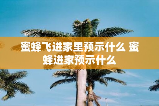蜜蜂飞进家里预示什么 蜜蜂进家预示什么