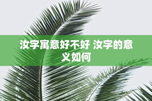 汝字寓意好不好 汝字的意义如何