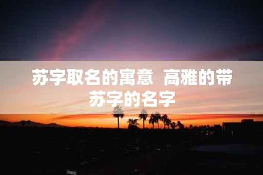 苏字取名的寓意 高雅的带苏字的名字