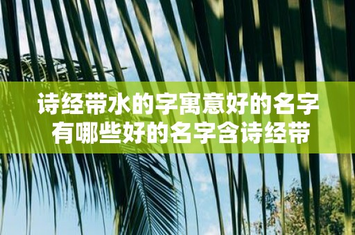 诗经带水的字寓意好的名字 有哪些好的名字含诗经带水的字呢