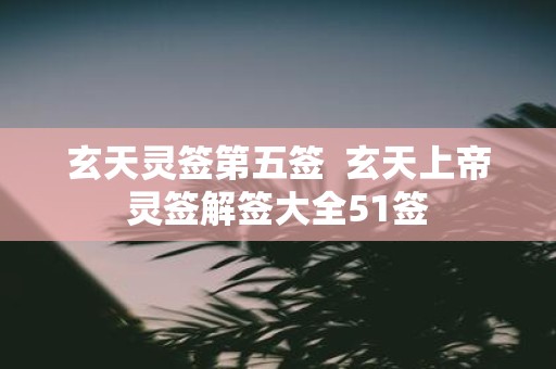 玄天灵签第五签 玄天上帝灵签解签大全51签