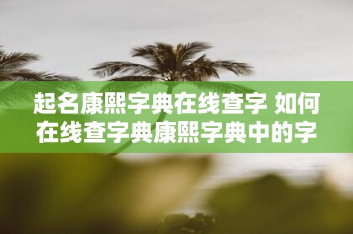 起名康熙字典在线查字 如何在线查字典康熙字典中的字