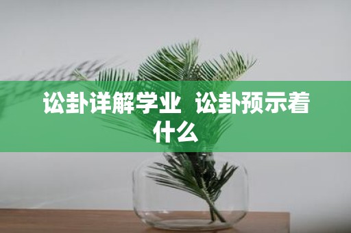 讼卦详解学业 讼卦预示着什么