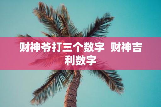 财神爷打三个数字 财神吉利数字