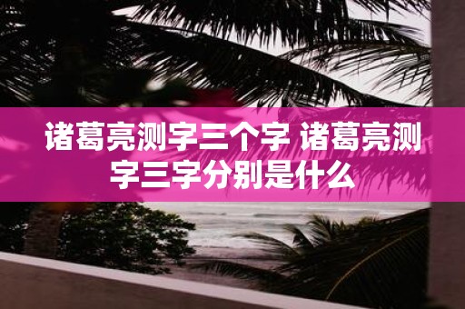 诸葛亮测字三个字 诸葛亮测字三字分别是什么