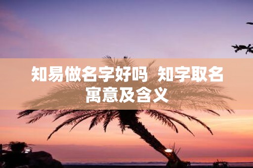 知易做名字好吗 知字取名寓意及含义