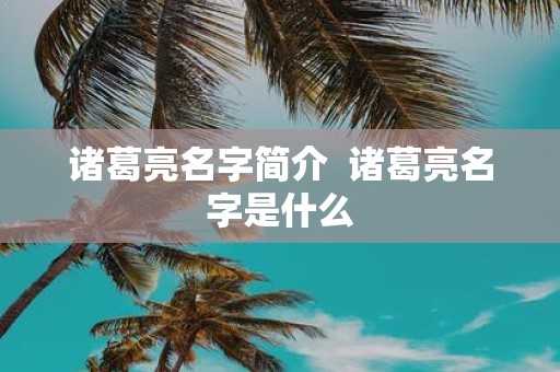 诸葛亮名字简介 诸葛亮名字是什么