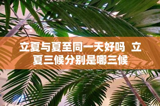 立夏与夏至同一天好吗  立夏三候分别是哪三候