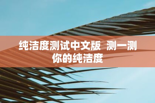 纯洁度测试中文版 测一测你的纯洁度