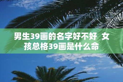 男生39画的名字好不好 女孩总格39画是什么命