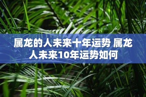 属龙的人未来十年运势 属龙人未来10年运势如何