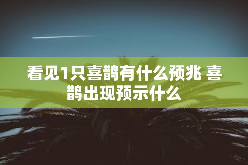看见1只喜鹊有什么预兆 喜鹊出现预示什么